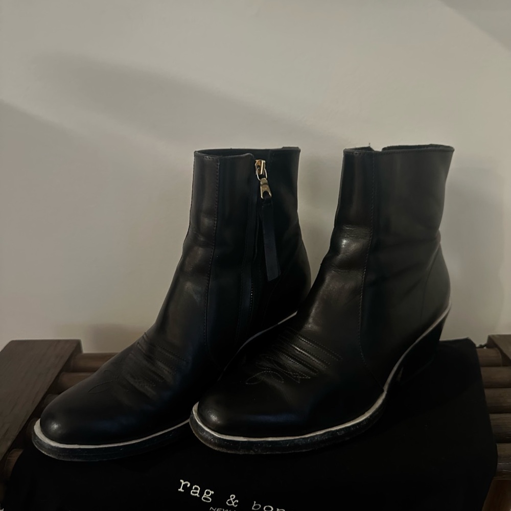 Rag & Bone Black Leather Zipper Boots